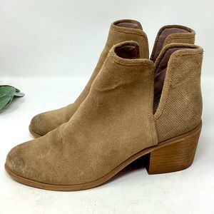 BP Suede Distressed Block Heel Slip on Ankle Booties Women's Size 8M